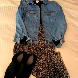 J. Crew leopard print pleated midi skirt